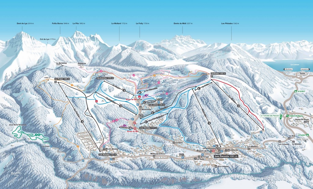 Plan des pistes des Paccots